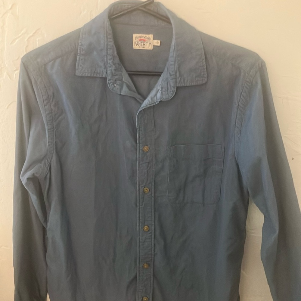 Corduroy Blue Button-Down Shirt for Men